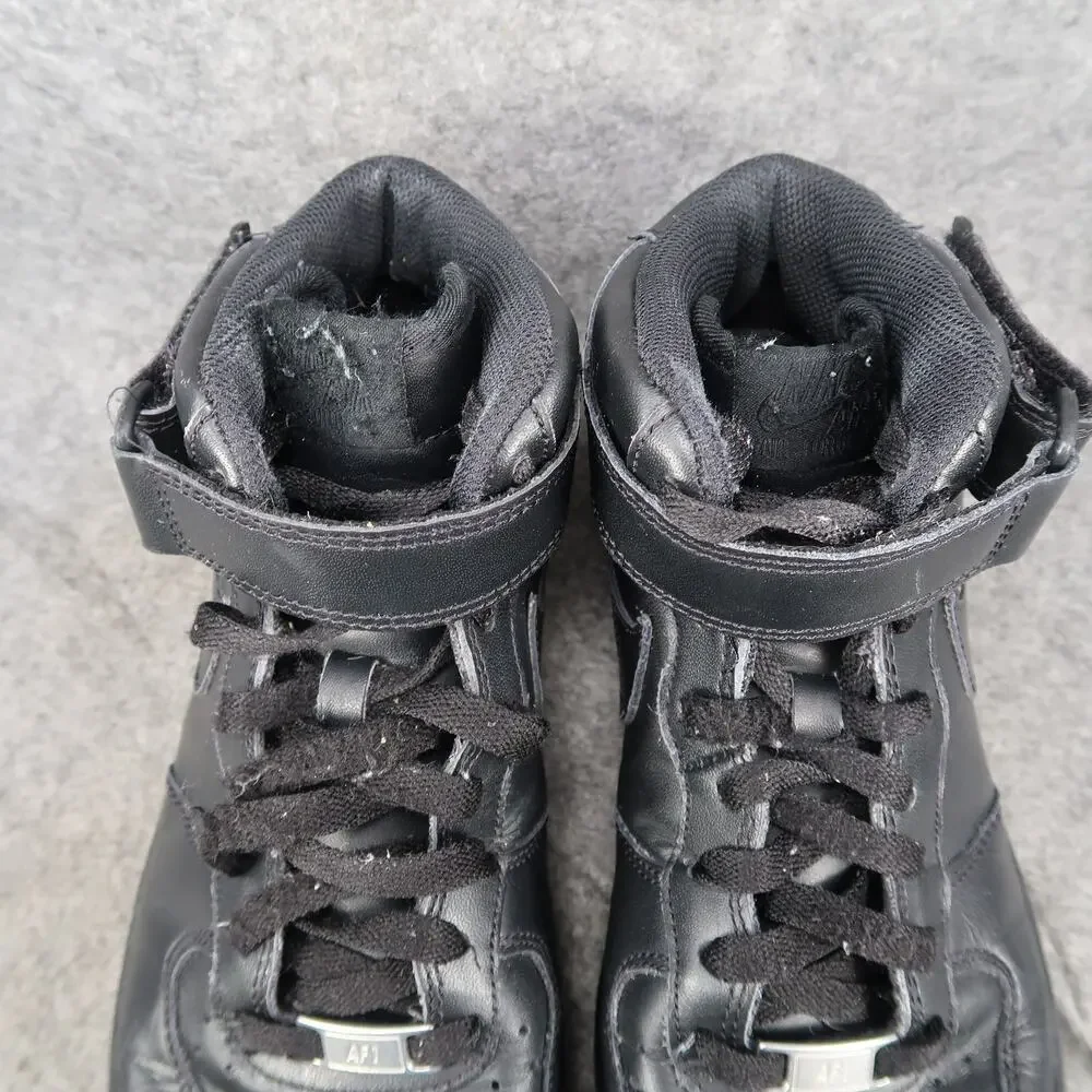Nike Shoes Mens 8 Air Force 1 Mid Black Sneakers Leather Logo Basketball Casual